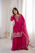 Pink Rangoli Silk Salwar Suit With Sequins Zari Embroidery Work with Heavy Dupatta