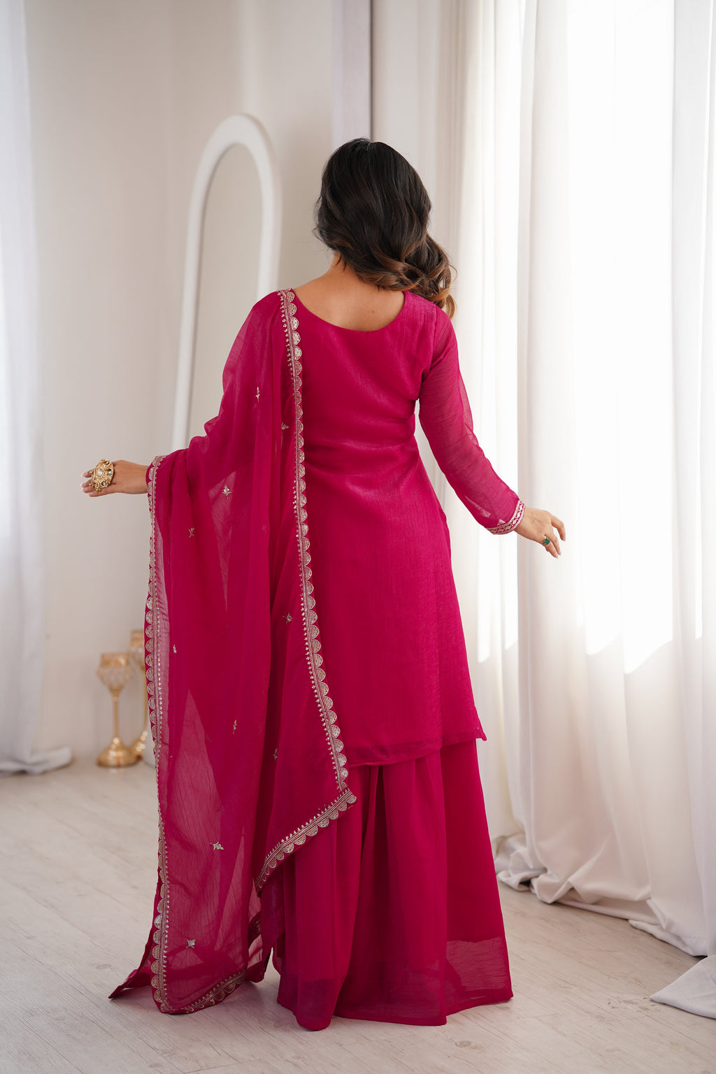 Pink Rangoli Silk Salwar Suit With Sequins Zari Embroidery Work with Heavy Dupatta