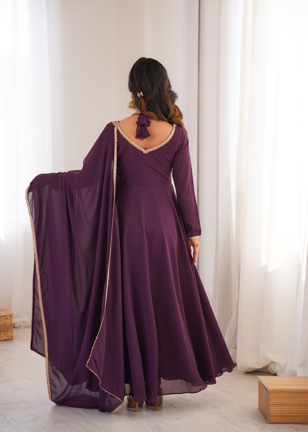 Wine Zari Embroidery Work Sharara Set