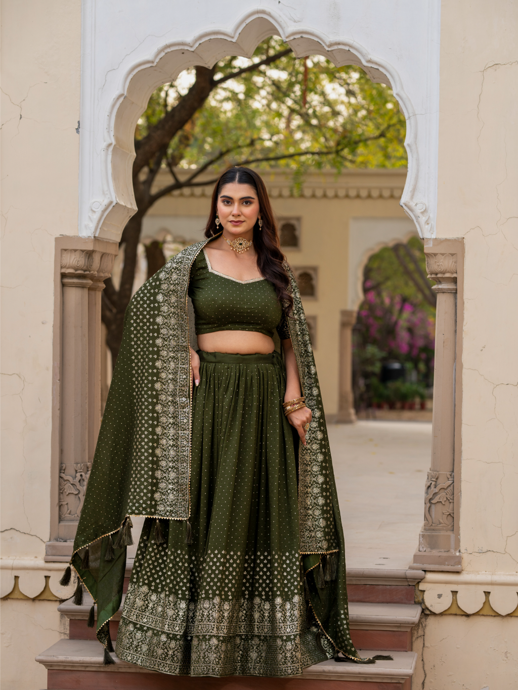 Mehandi Lehenga Choli Set