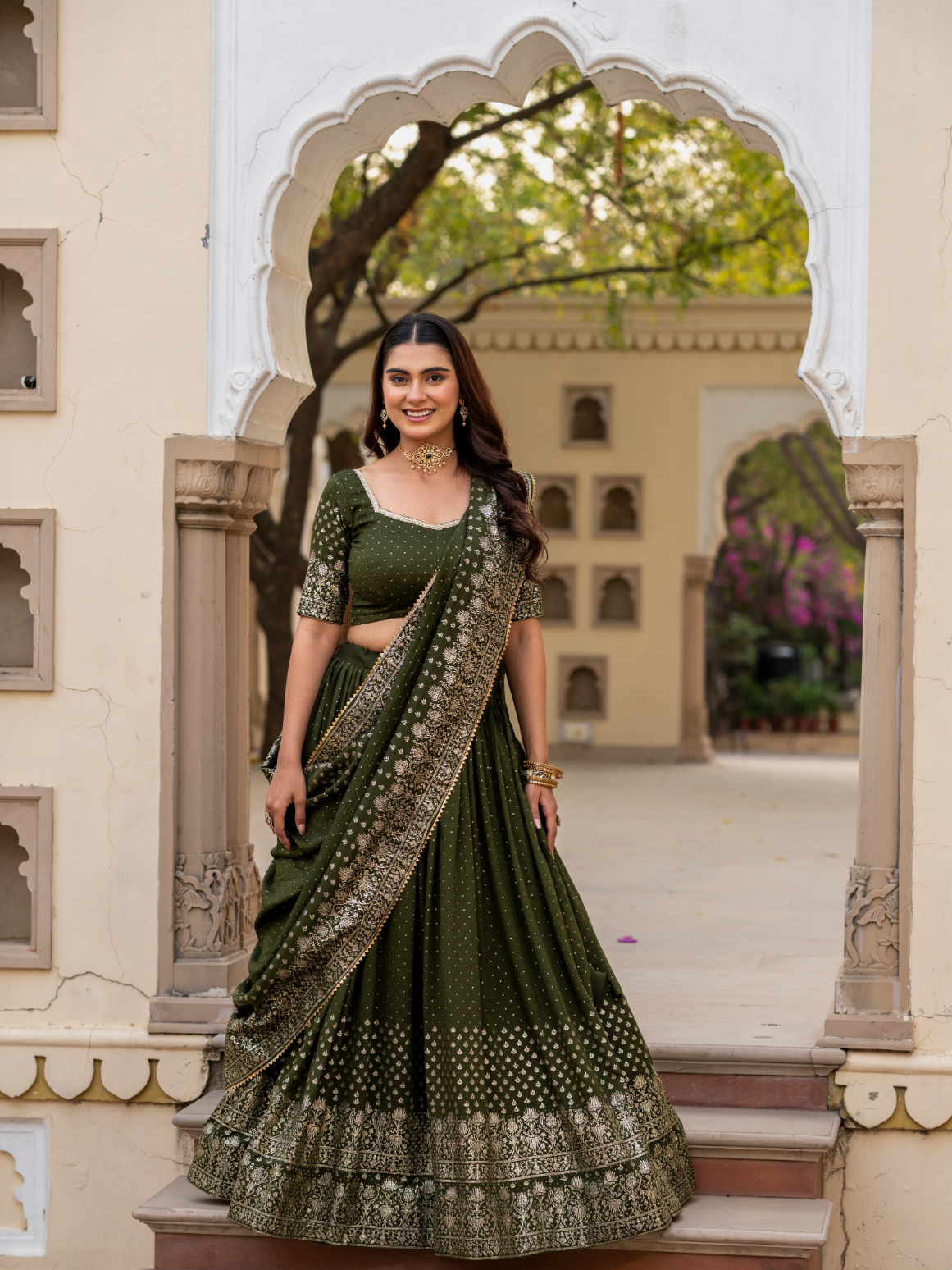 Mehandi Lehenga Choli Set