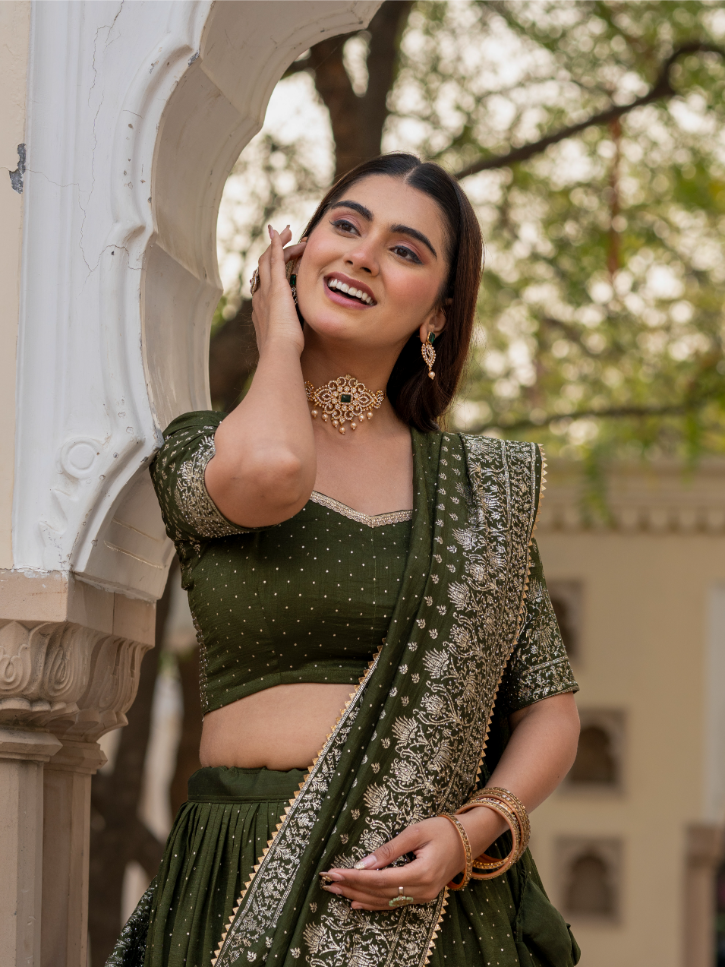 Mehandi Lehenga Choli Set