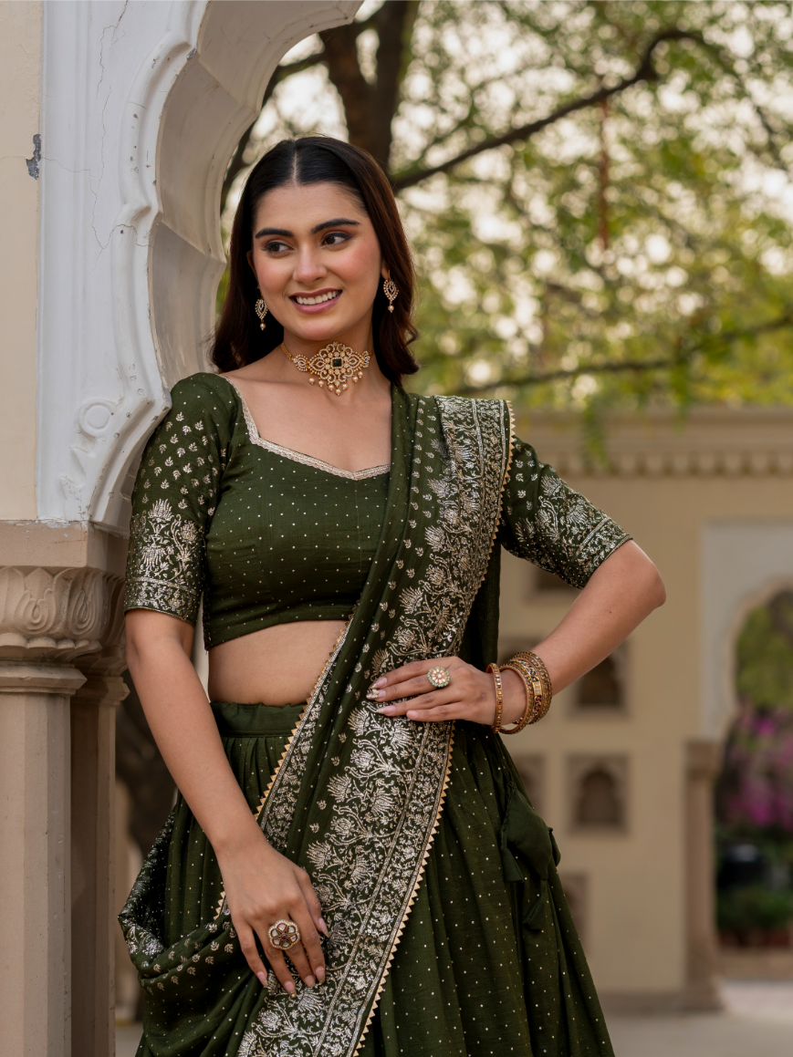 Mehandi Lehenga Choli Set