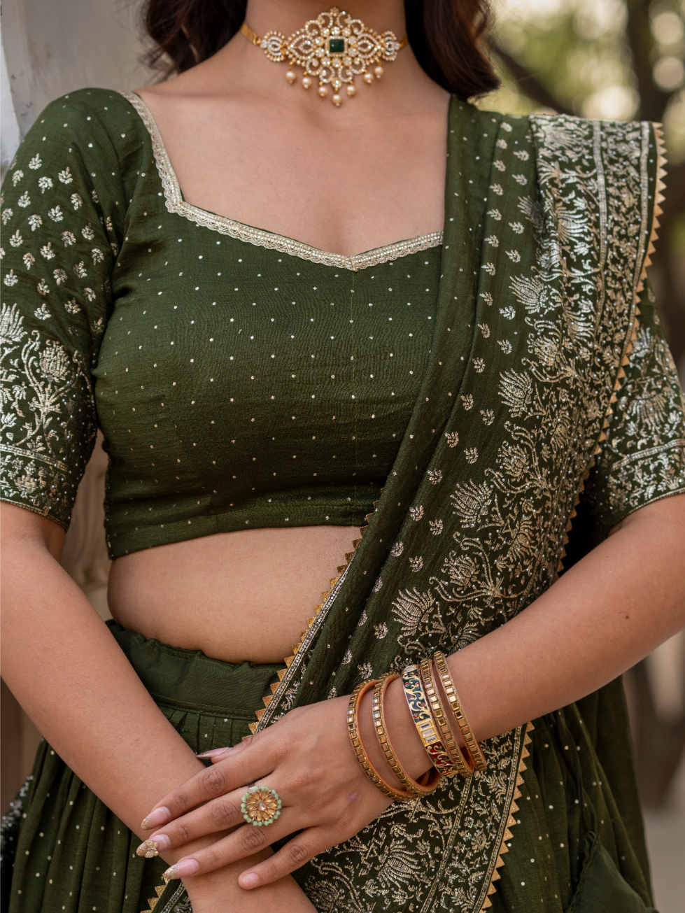 Mehandi Lehenga Choli Set