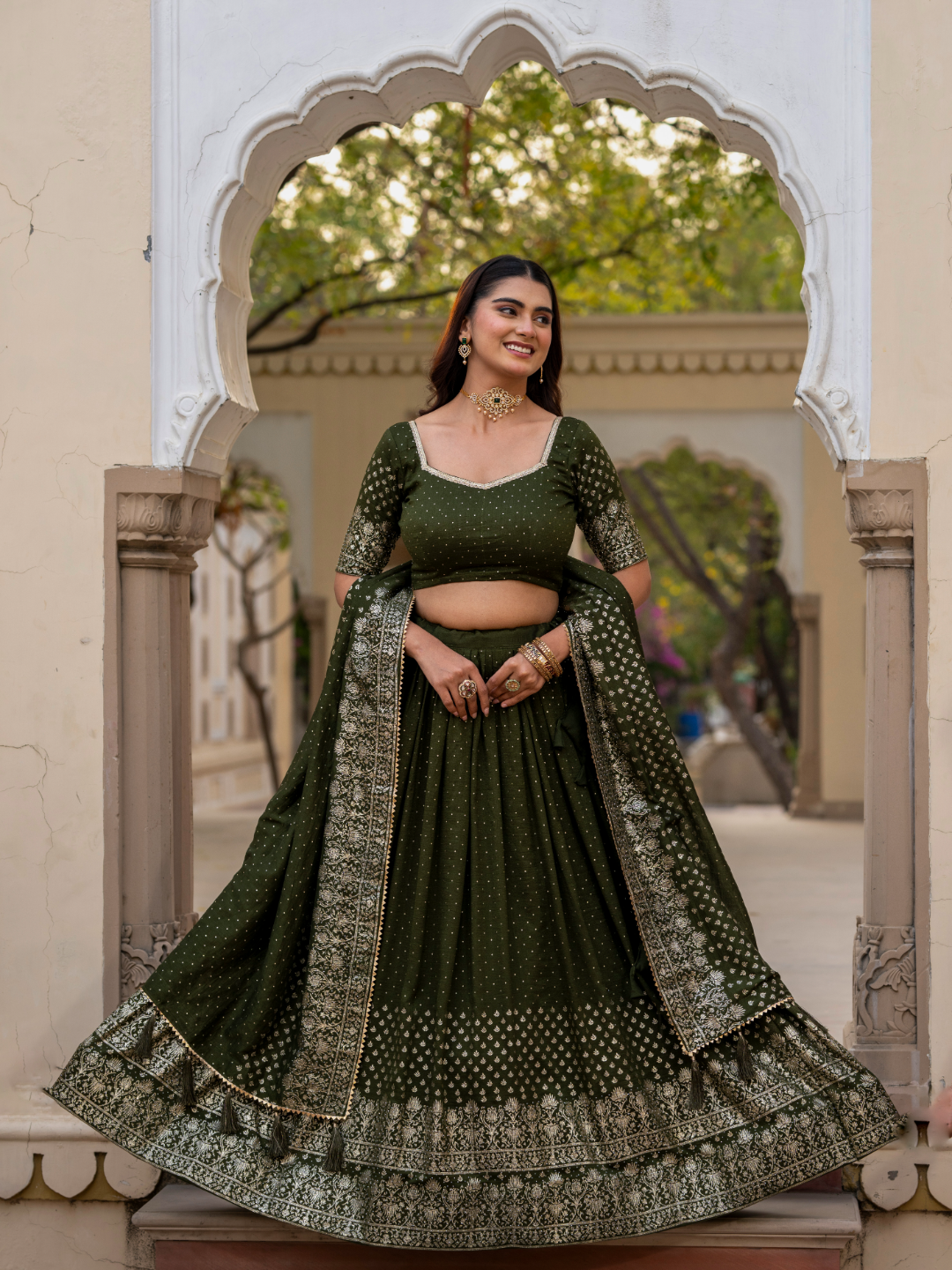 Mehandi Lehenga Choli Set