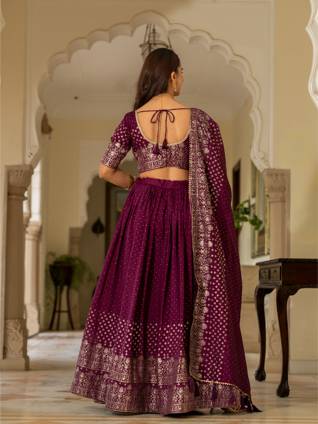 Wine Lehnga Choli set