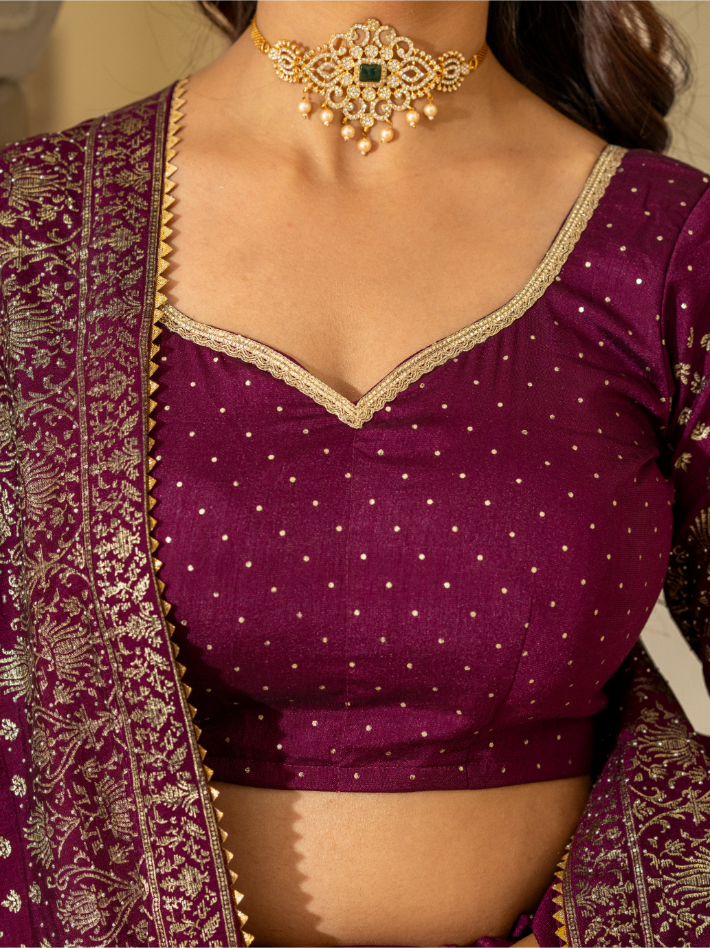 Wine Lehnga Choli set