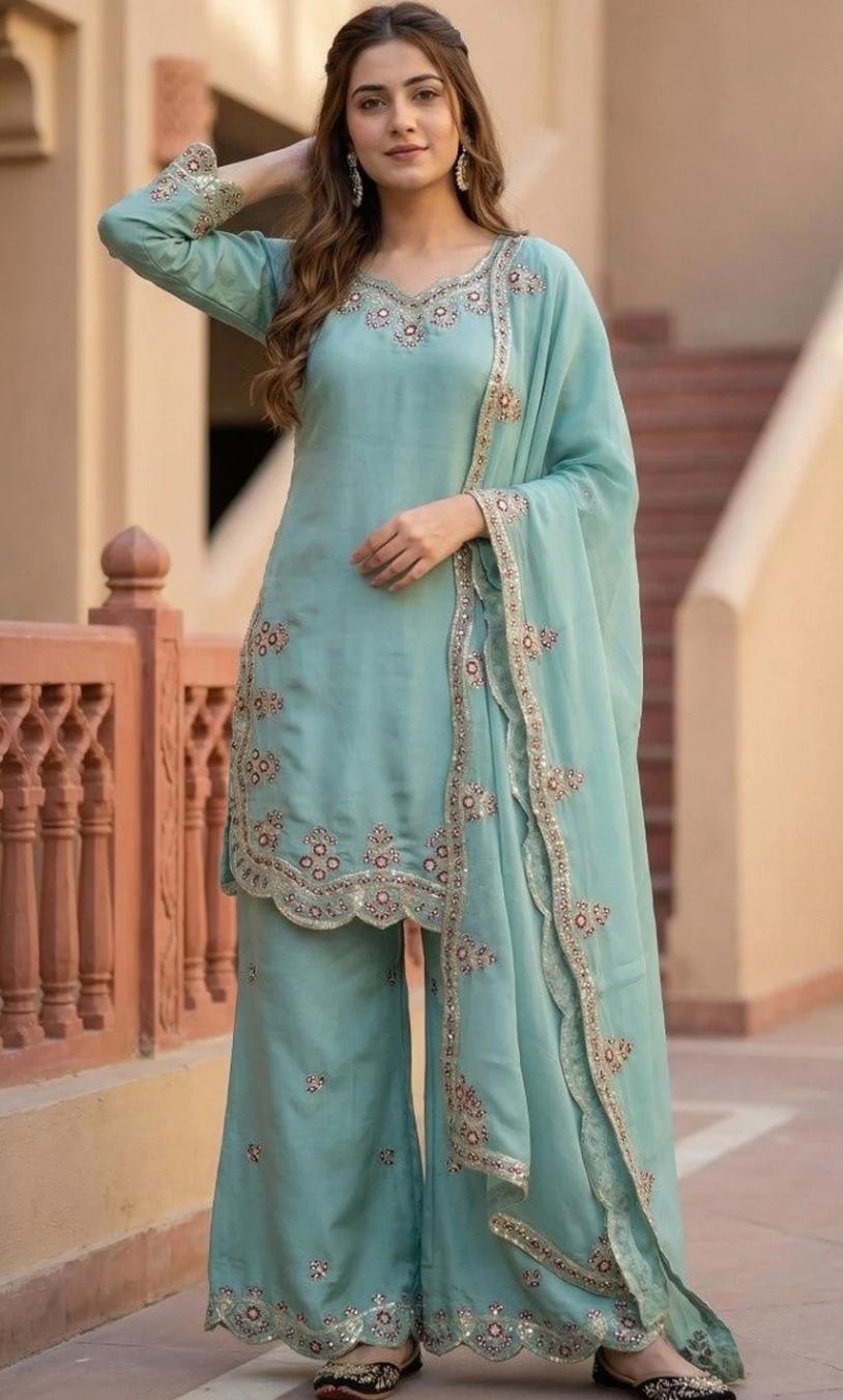 Olive Bloom Printed Kurta Pant Set With Dupatta