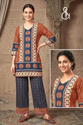 Beige Elegant Floral Printed Kurta Set for Women