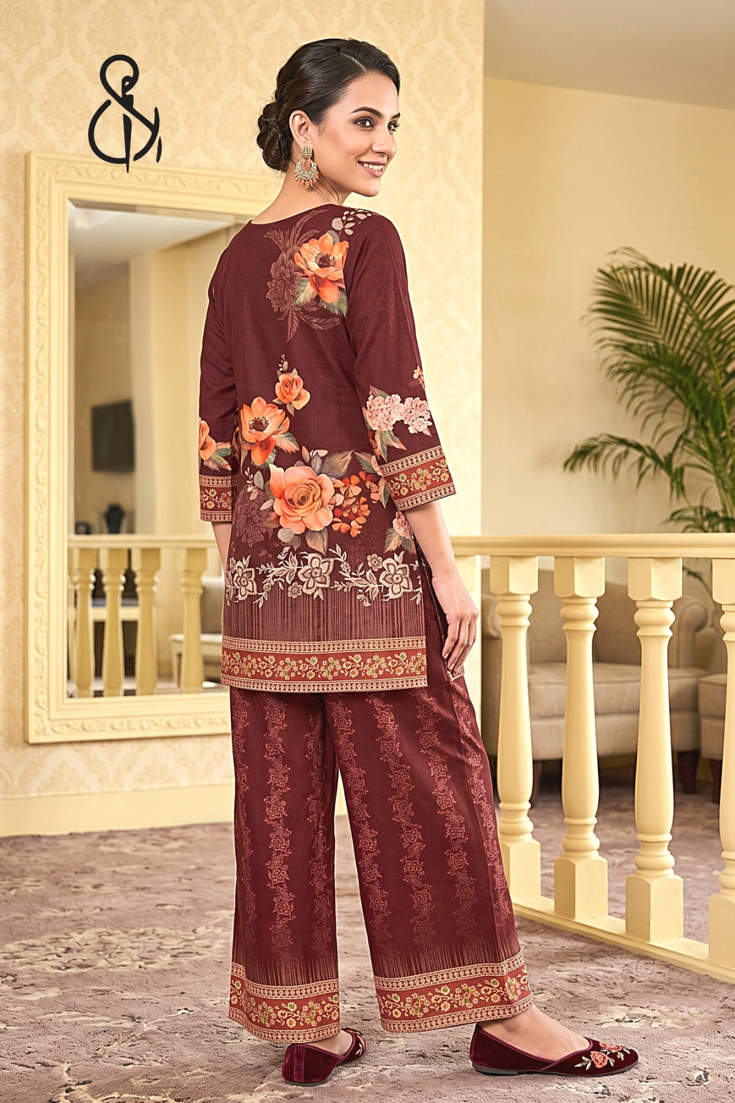 Brownies Red Kurta Set With Floral Print