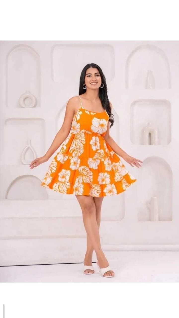 Orange Floral Mini Dress