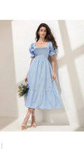 Powder Blue Tiered Midi Dress