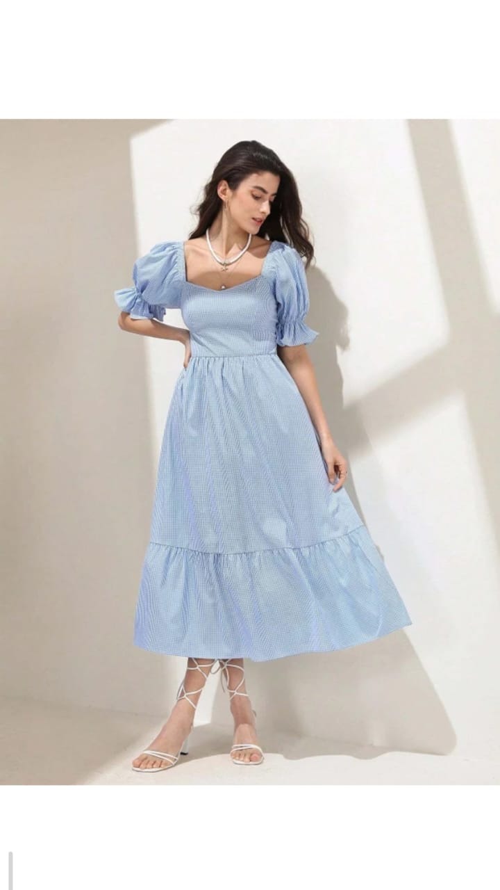 Powder Blue Tiered Midi Dress