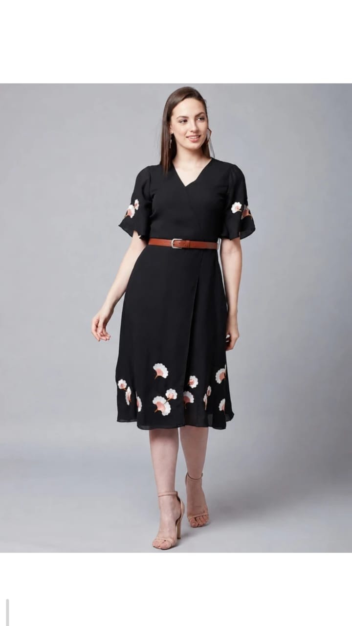 Black Embroidered Shirt Dress