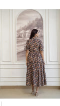 Midnight Floral Flared Midi Dress