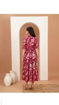 Berry Floral Wrap Midi Dress