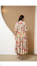 Ivory Floral Tiered Midi Dress
